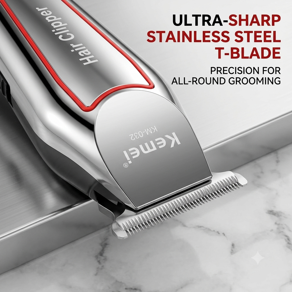 Professional Men’s Haircut Grooming Kit – Electric Beard Trimmer & Hair Clipper with Stainless Steel Blades